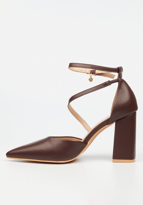Miss Black - Novi 2 penny moc chunky block heel - chocolate