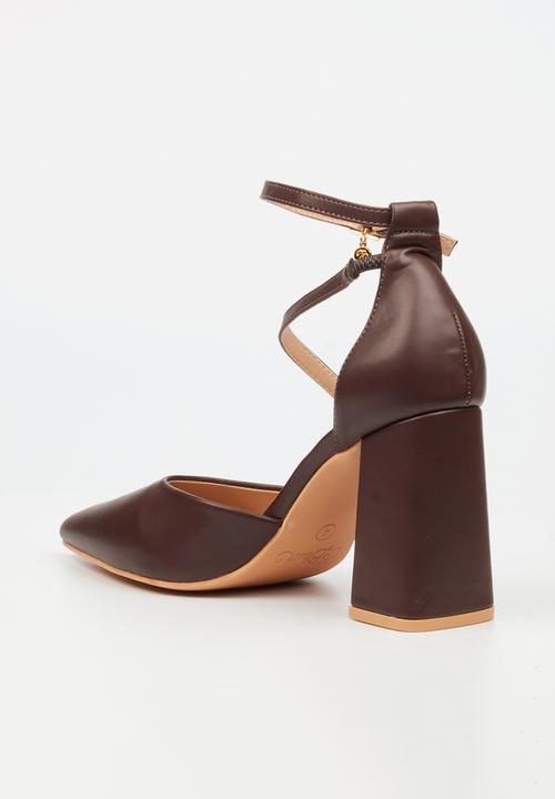 Miss Black - Novi 2 penny moc chunky block heel - chocolate