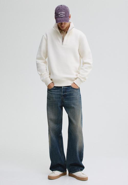 H&M - Regular fit zip-top sweatshirt - cream