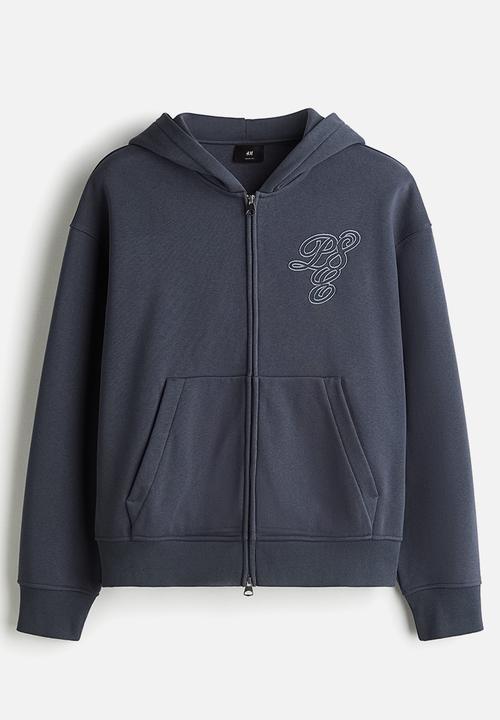 H&M - Loose fit zip-through hoodie - steel blue