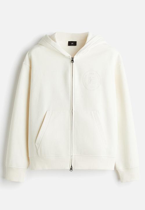 H&M - Loose fit zip-through hoodie - white