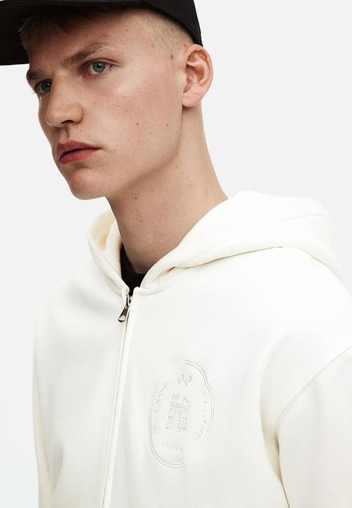 H&M - Loose fit zip-through hoodie - white