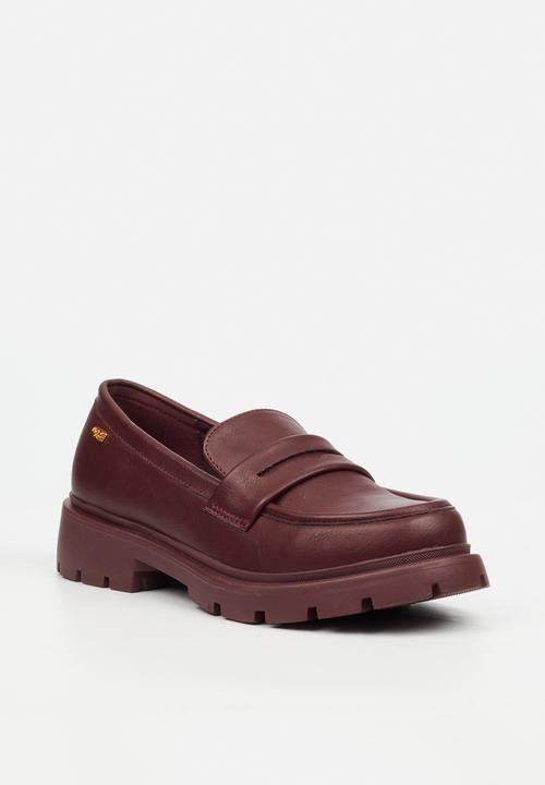 Miss Black - Tipsy 7 penny moc chunky derby - wine