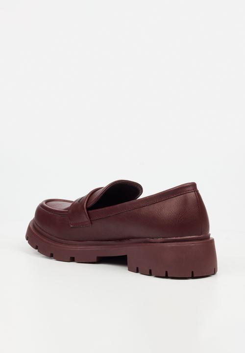 Miss Black - Tipsy 7 penny moc chunky derby - wine