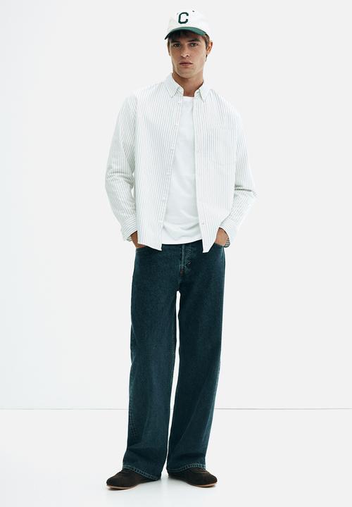 H&M - Regular fit oxford shirt - white/pinstriped
