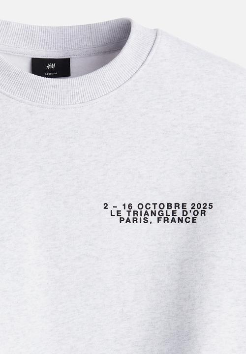 H&M - Regular fit printed sweatshirt - grey marl paris france