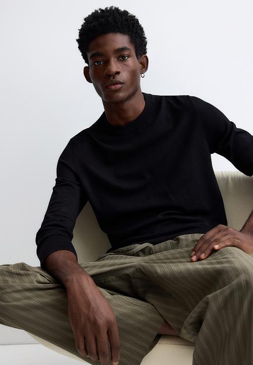 H&M - Relaxed fit poplin trousers - green/striped
