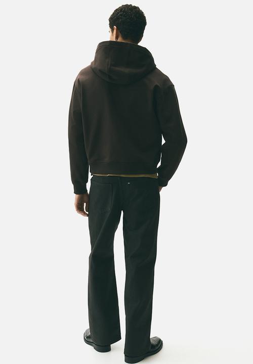 H&M - Loose fit boxy-style zip-through hoodie - dark brown 