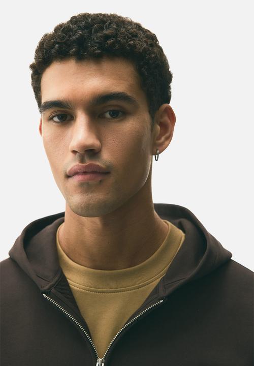 H&M - Loose fit boxy-style zip-through hoodie - dark brown 
