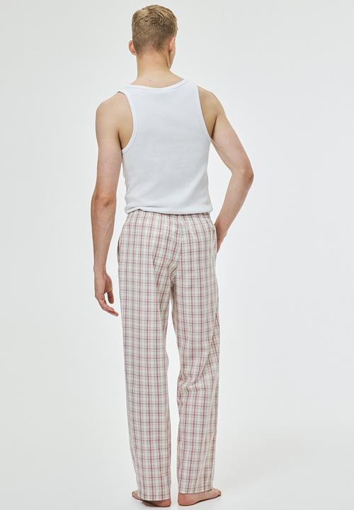 H&M - Relaxed fit poplin trousers - pink/checked
