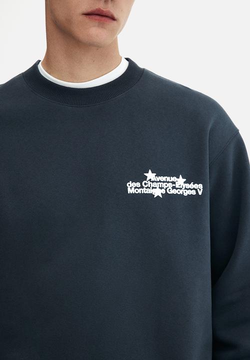 H&M - Regular fit printed sweatshirt - steel blue avenue