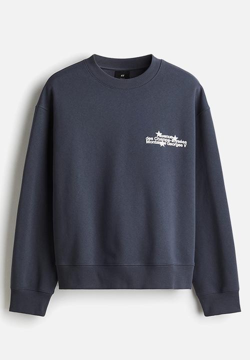 H&M - Regular fit printed sweatshirt - steel blue avenue