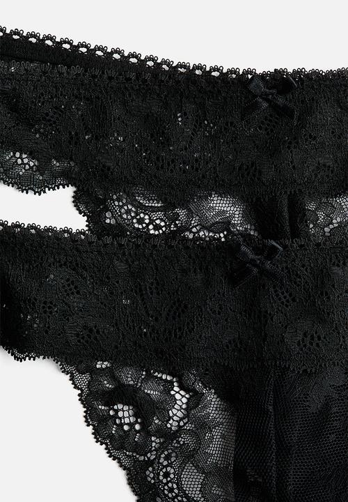 H&M - 2 Pack lace thong briefs - black