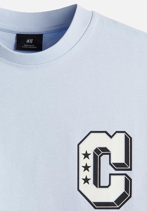 H&M - Regular fit printed t-shirt - light blue