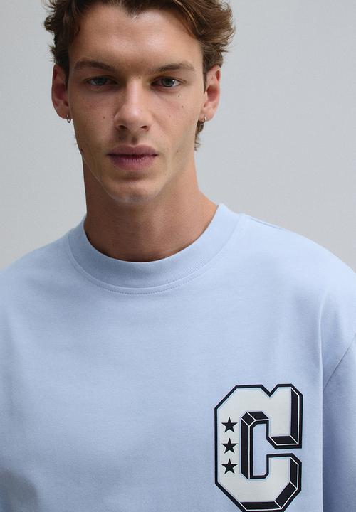 H&M - Regular fit printed t-shirt - light blue