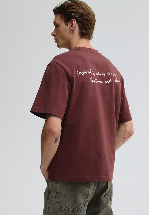 H&M - Regular fit printed t-shirt - red clayworks