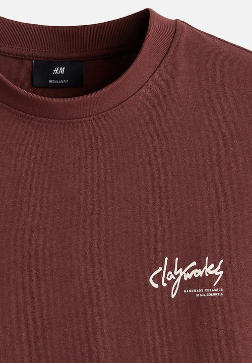 H&M - Regular fit printed t-shirt - red clayworks