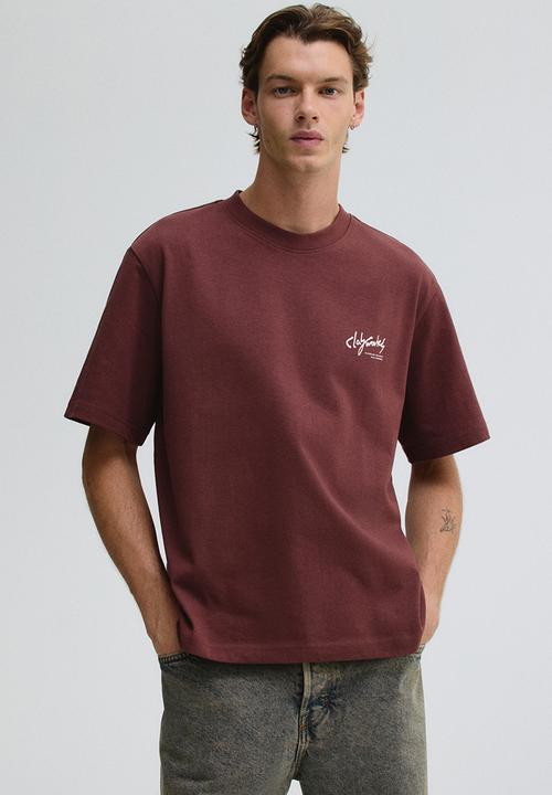 H&M - Regular fit printed t-shirt - red clayworks