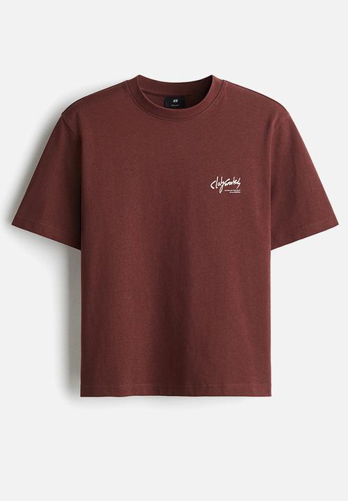 H&M - Regular fit printed t-shirt - red clayworks