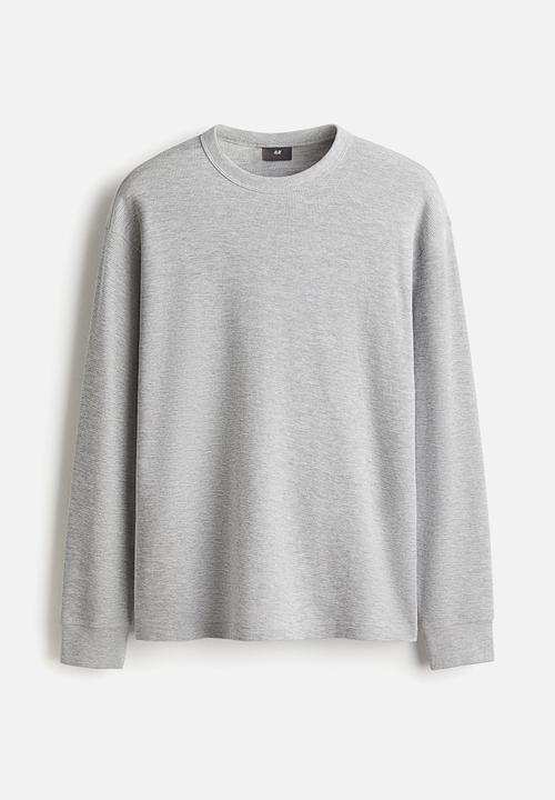 H&M - Waffled cotton pyjama top and bottoms - grey marl