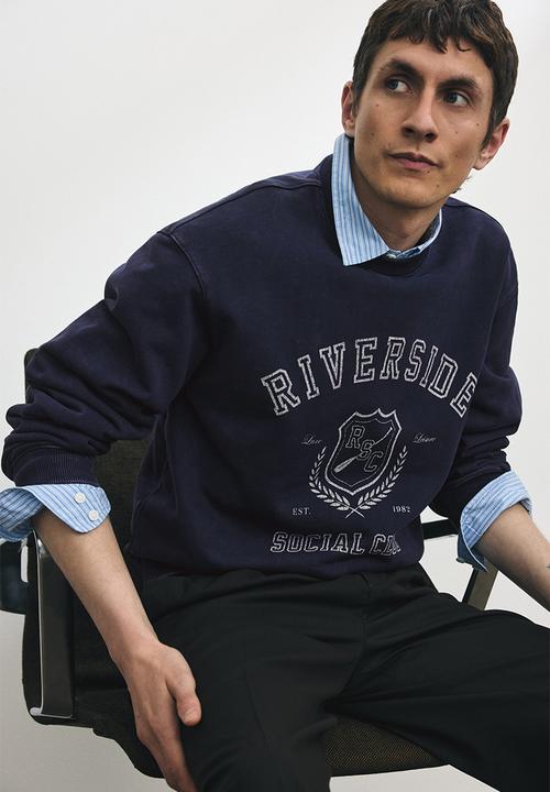 H&M - Loose fit printed sweatshirt - blue riverside