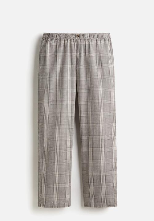 H&M - Poplin pyjama shirt and bottoms - greige checked