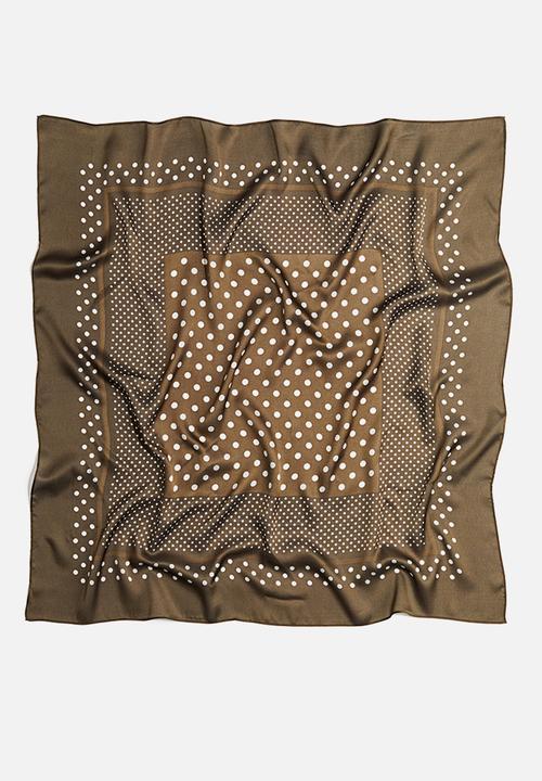 H&M - Patterned scarf - dark khaki green spotted