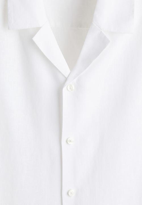 H&M - Regular fit linen-blend resort shirt - white