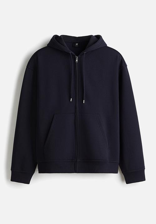 H&M - Loose  fit zip-through hoodie - dark blue 