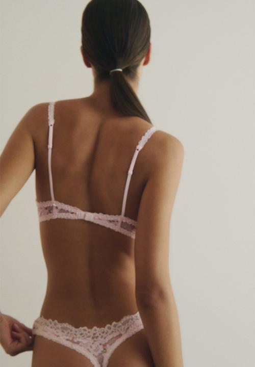 H&M - 2 Pack lace thong briefs - pink/floral
