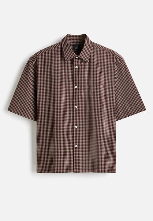 H&M - Relaxed fit short-sleeved shirt - brown checked