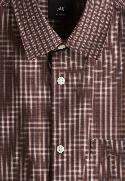 H&M - Relaxed fit short-sleeved shirt - brown checked