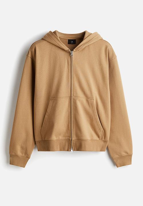 H&M - Loose fit boxy-style zip-through hoodie - beige