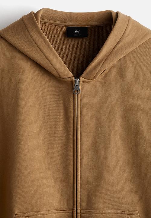 H&M - Loose fit boxy-style zip-through hoodie - beige