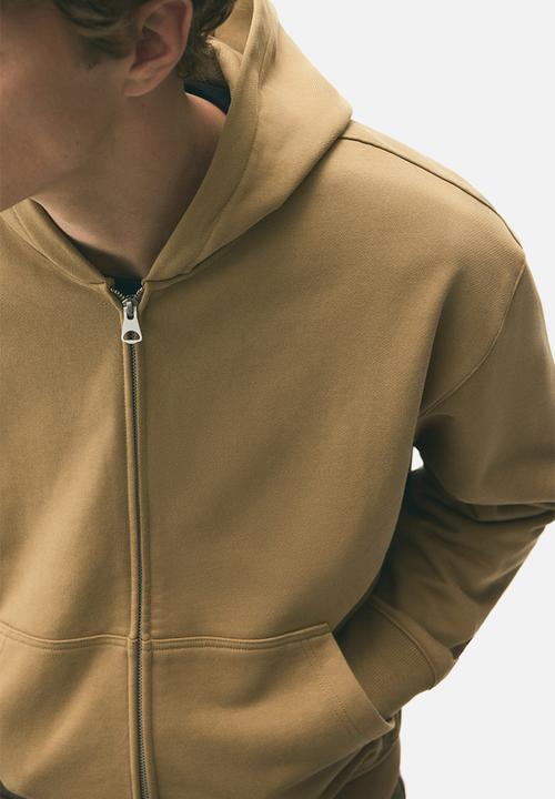 H&M - Loose fit boxy-style zip-through hoodie - beige