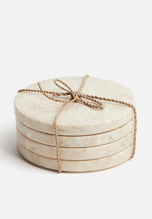 H&M - 4 Pack marble coasters - light beige