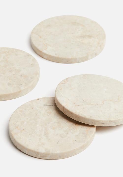 H&M - 4 Pack marble coasters - light beige