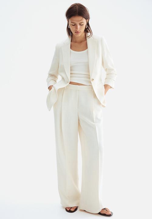 H&M - Gathered-sleeve blazer - beige