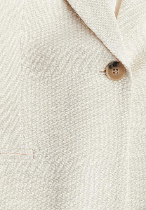 H&M - Gathered-sleeve blazer - beige