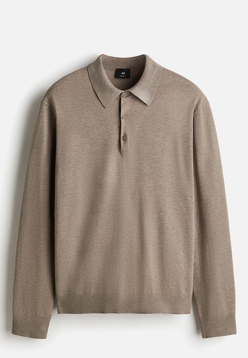 H&M - Regular fit fine-knit polo shirt - beige