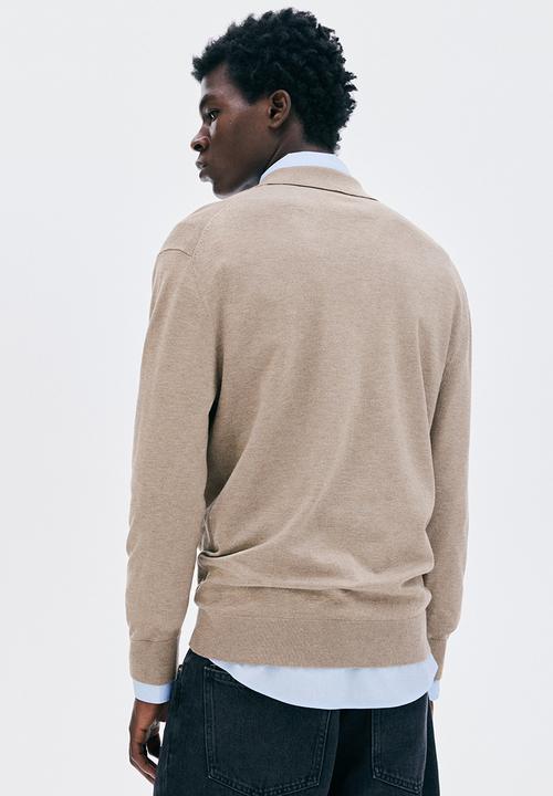 H&M - Regular fit fine-knit polo shirt - beige