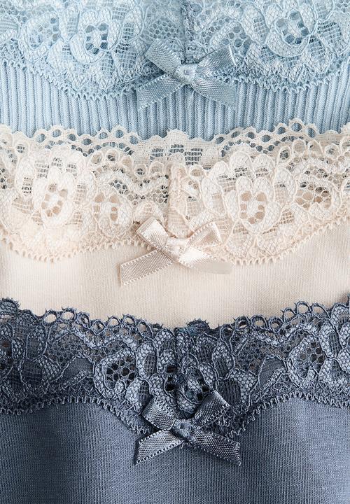 H&M - 3-Pack cotton and lace brazilian briefs - blue/white