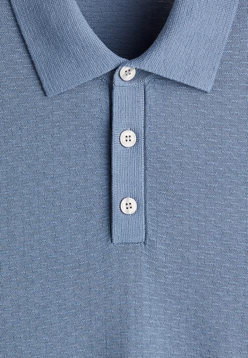 H&M - Slim fit textured polo shirt - blue