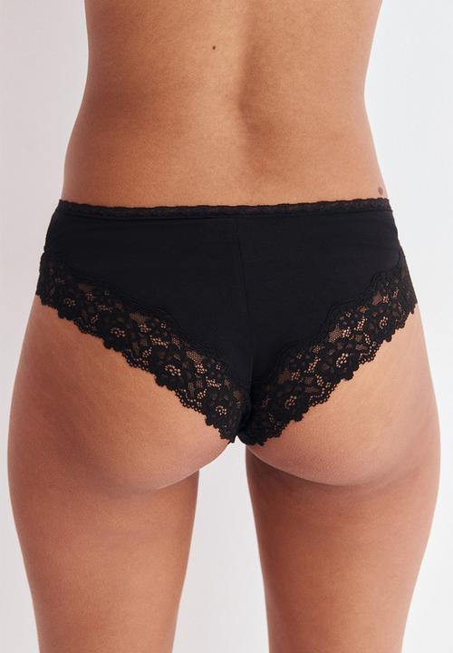 H&M - 3-Pack cotton and lace hipster briefs - black