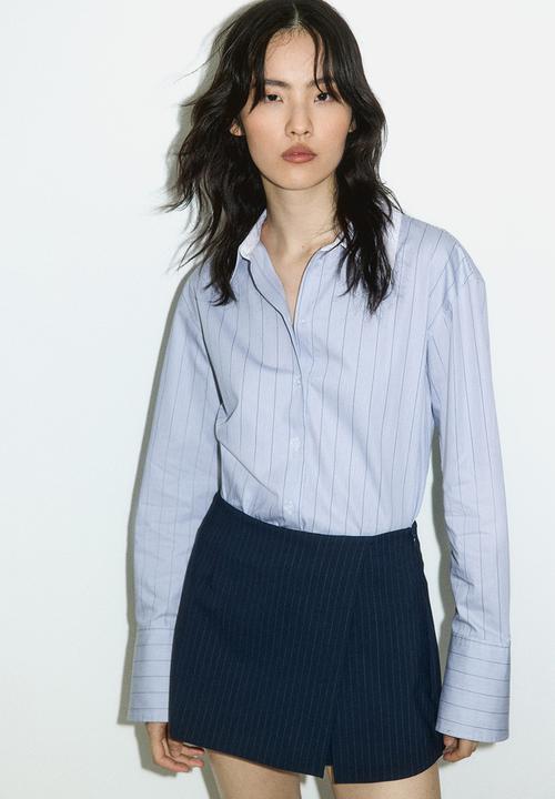 H&M - Poplin shirt - dusty blue striped