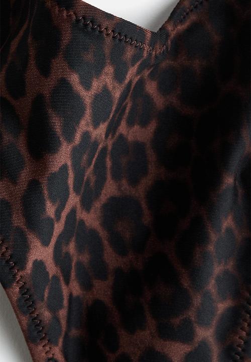 H&M - Thong bikini bottoms - dark brown leopard print