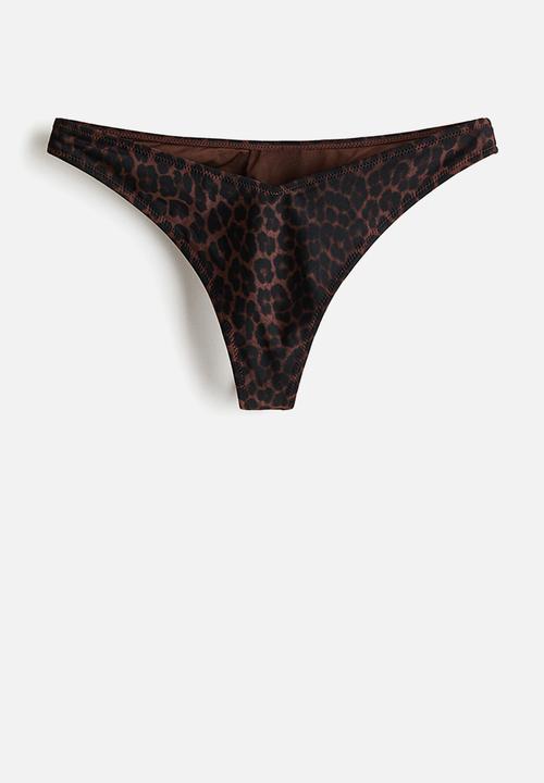 H&M - Thong bikini bottoms - dark brown leopard print