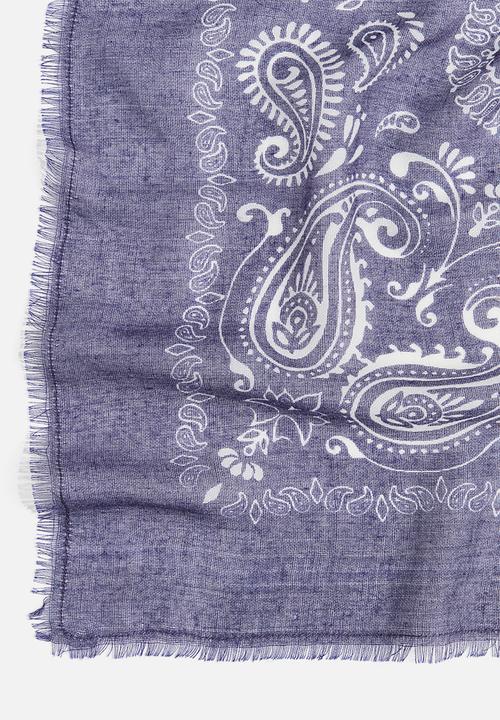 H&M - Patterned scarf - dark blue paisley pattern