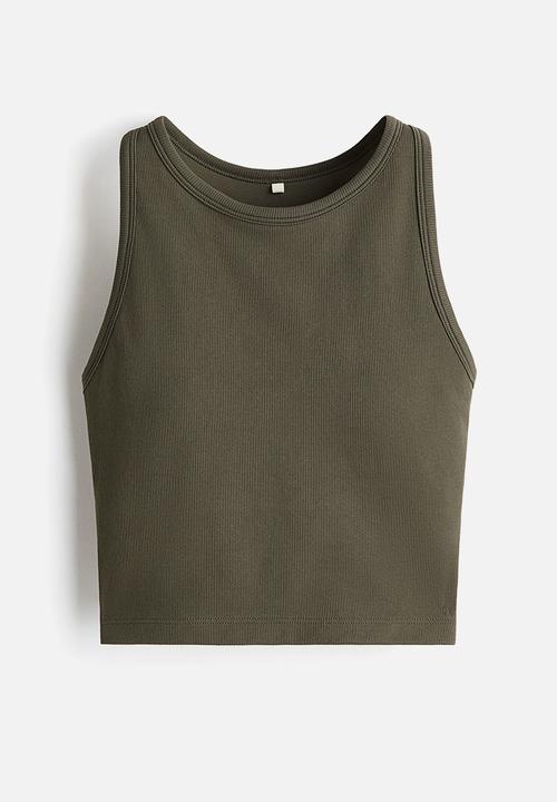 H&M - Medium support longline sports bra with drymove™ - moss green