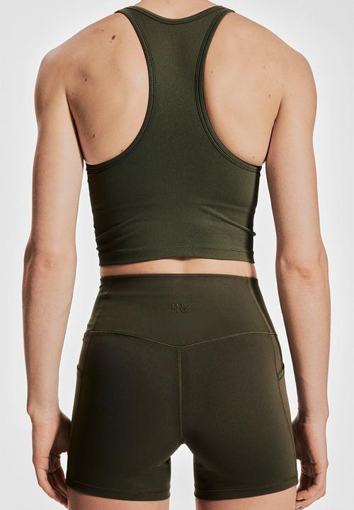 H&M - Medium support longline sports bra with drymove™ - moss green